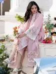 3 Piece - Unstitched Lawn Full Embroidered Shirt With Organza Embroidered Dupatta