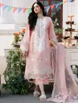3 Piece - Unstitched Lawn Full Embroidered Shirt With Organza Embroidered Dupatta
