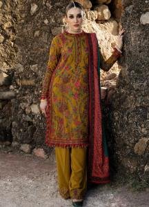 3 Piece - Unstitched Dhanak Stuff Heavy Embroidered Suit With Printed Wool Shawl