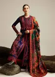 3 Piece - Unstitched Dhanak Stuff Full Embroidered Suit With Woolen Shawl